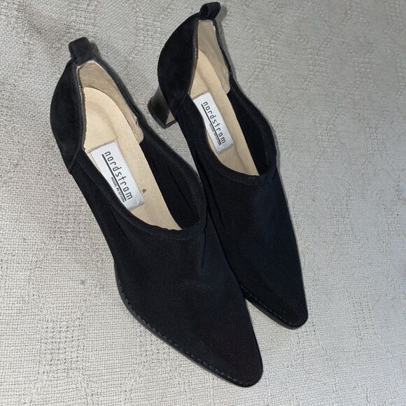 Nordstrom Women’s Dress Pumps Size 7 B Black Fabric Going Out Party Business - Picture 1 of 12